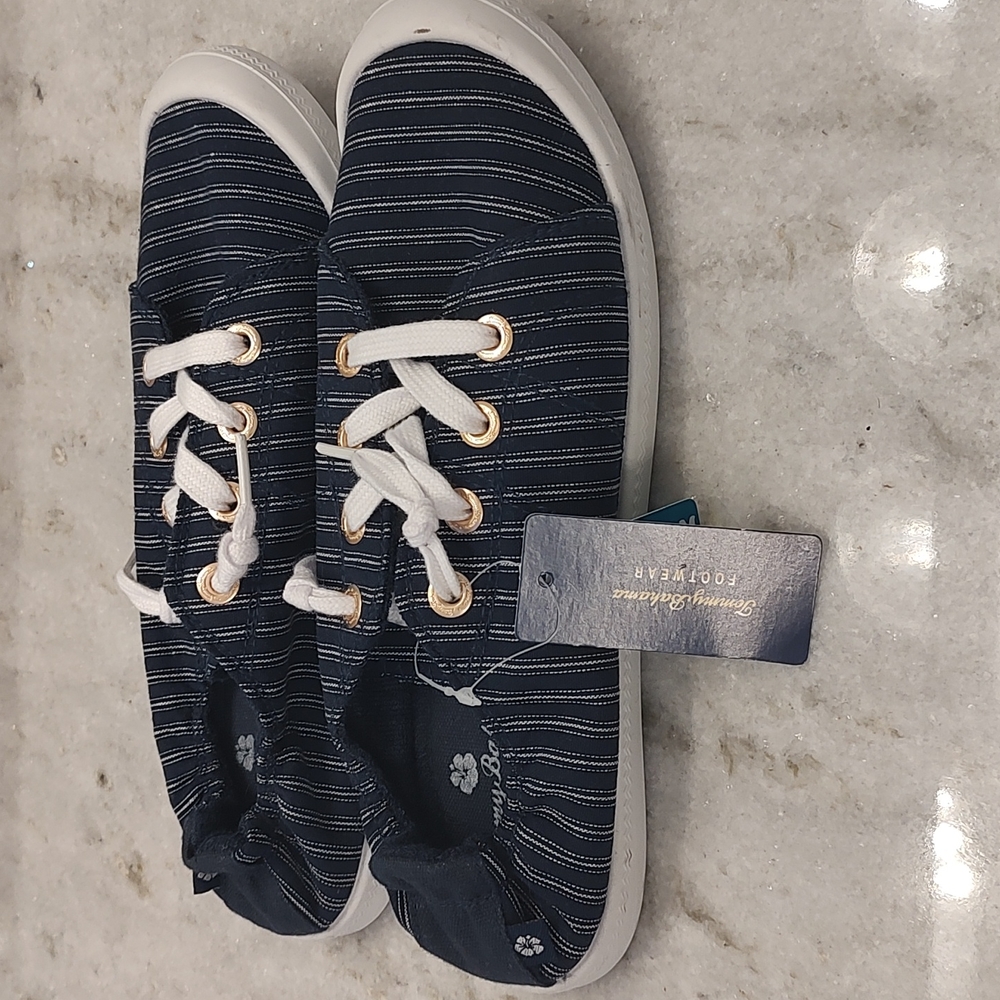 Tommy Bahama women's navy blue slip on shoes